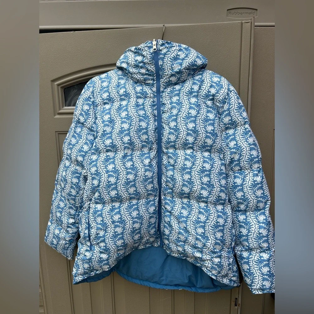 Hill House Trailing Vine Blue The Reversible Edie Puffer Ski Jacket✨ - Picture 4 of 7